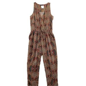 Veronica M Jumpsuit Dress Women Large Beige Bohemian Animal Print  Chic Cocktail